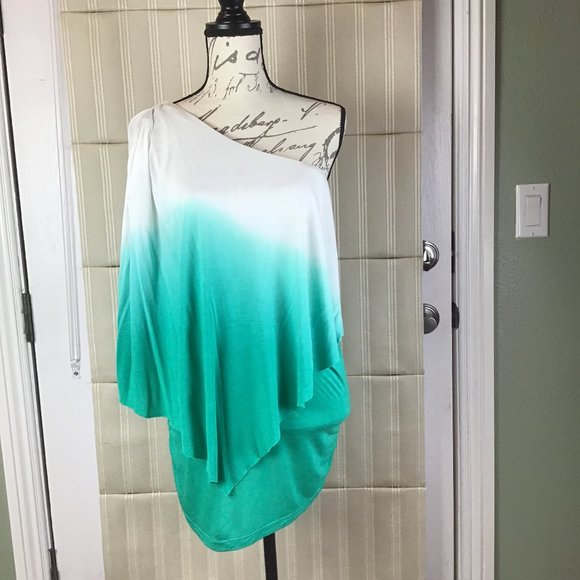 Young Fabulous & Broke Tops - Green and White Ombre Top